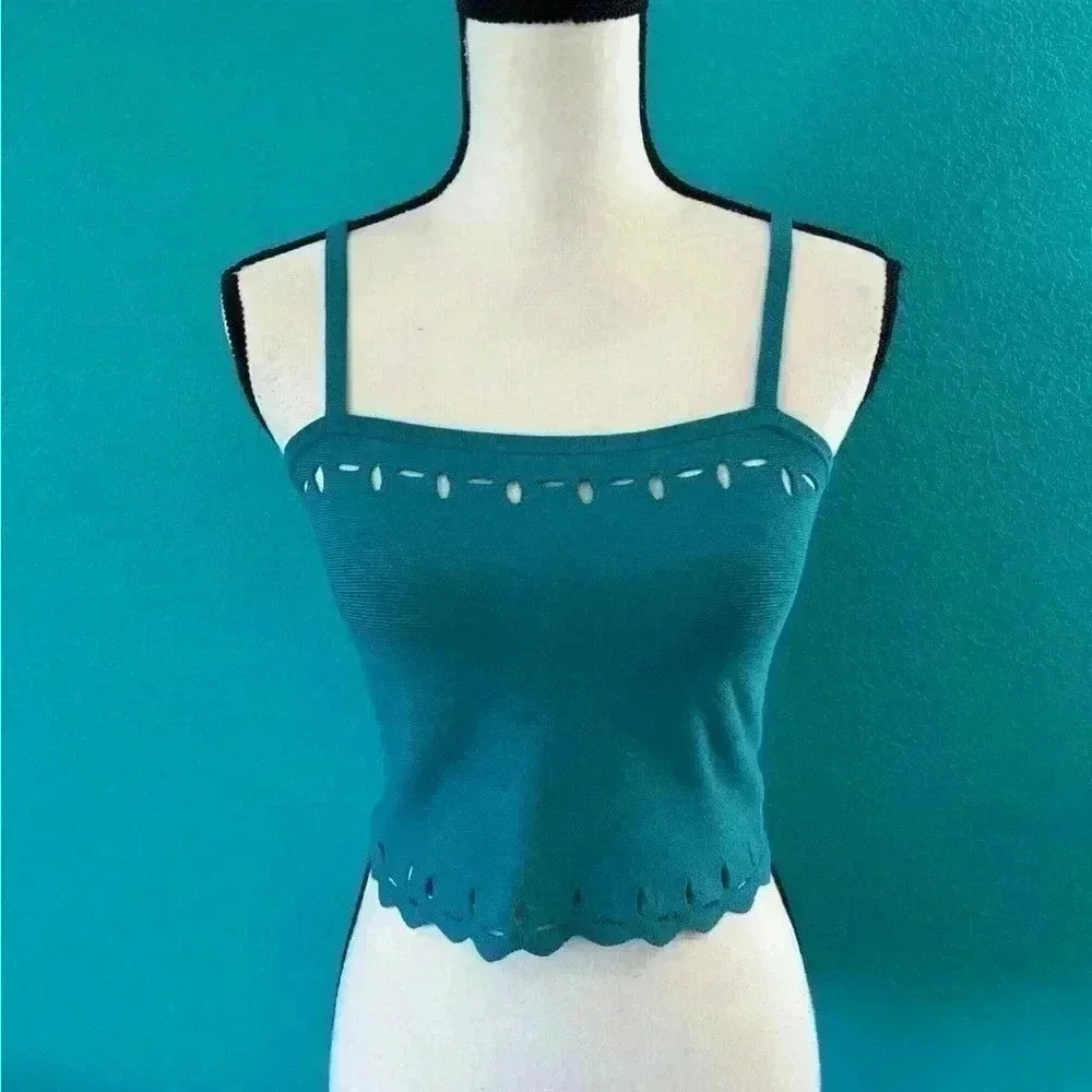 Sandro paris sparks knit crop top in blue blue turquoise in size 2